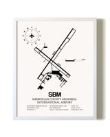 Sheboygan County Memorial International Airport airport map poster in oak frame