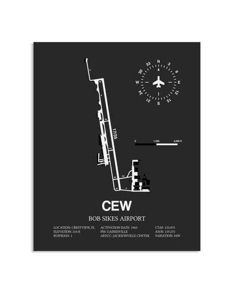 Gray Framed Bob Sikes Airport layout wall art poster