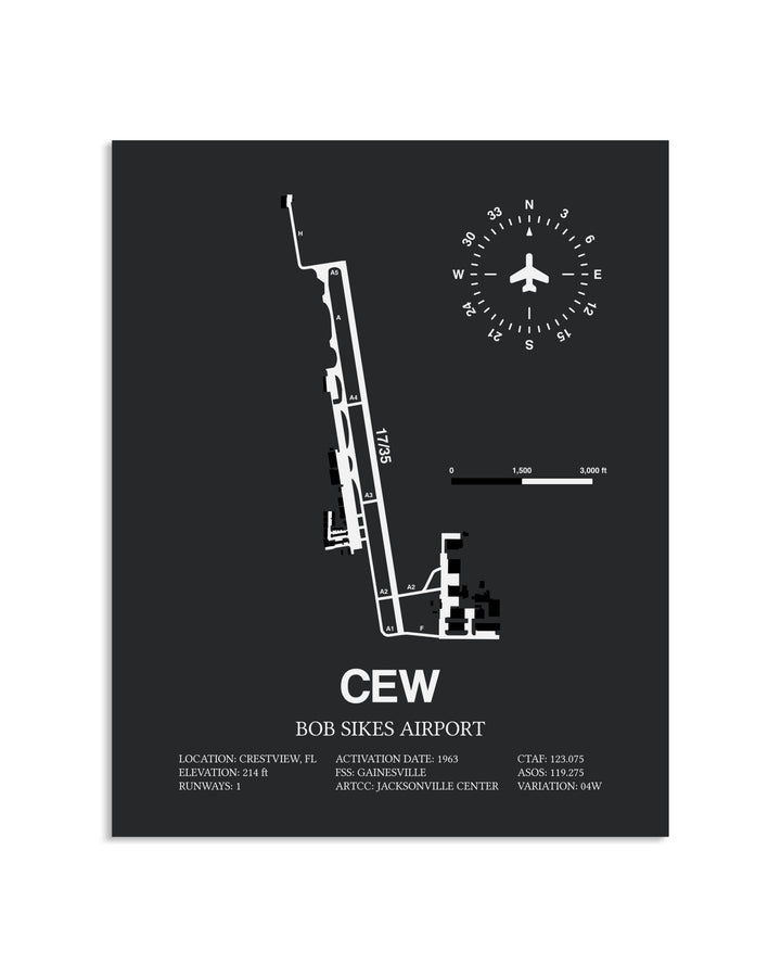 Gray Framed Bob Sikes Airport layout wall art poster