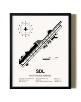 Framed Scottsdale Airport wall art poster in black frame