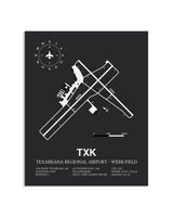 Gray Framed Texarkana Regional Airport-Webb Field layout wall art poster
