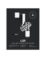 Gray Framed Lowe Army Heliport (Fort Novosel) layout wall art poster