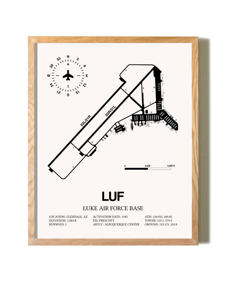 Luke Air Force Base framed print in natural wood frame