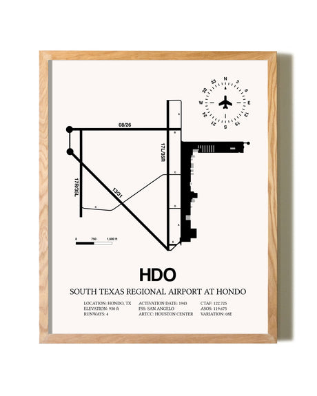 South Texas Regional Airport At Hondo framed print in natural wood frame
