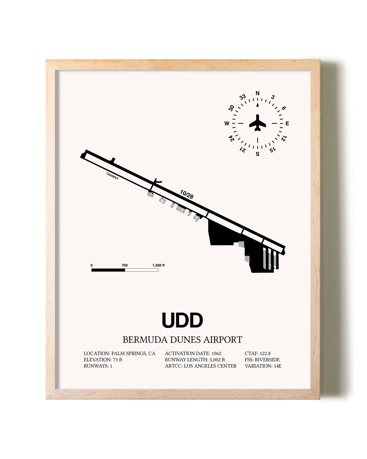 Bermuda Dunes Airport framed wall art in white frame
