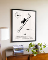 Triangle North Executive Airport aviation wall décor in black wood frame