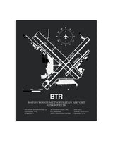 Gray Framed Baton Rouge Metropolitan Airport (Ryan Field) layout wall art poster