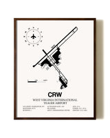 West Virginia International Yeager Airport aviation print in walnut frame