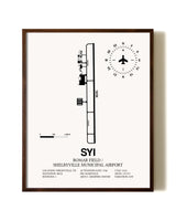 Bomar Field / Shelbyville Municipal Airport aviation print in walnut frame