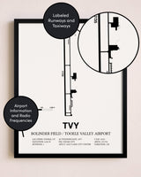 Framed Bolinder Field / Tooele Valley Airport layout wall art poster