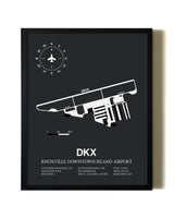 Unframed Knoxville Downtown Island Airport map print poster