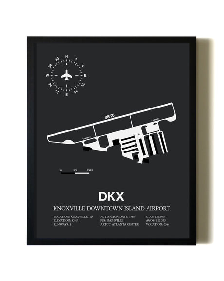 Unframed Knoxville Downtown Island Airport map print poster