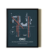 Framed OKC Will Rogers International Airport wall art poster in black frame