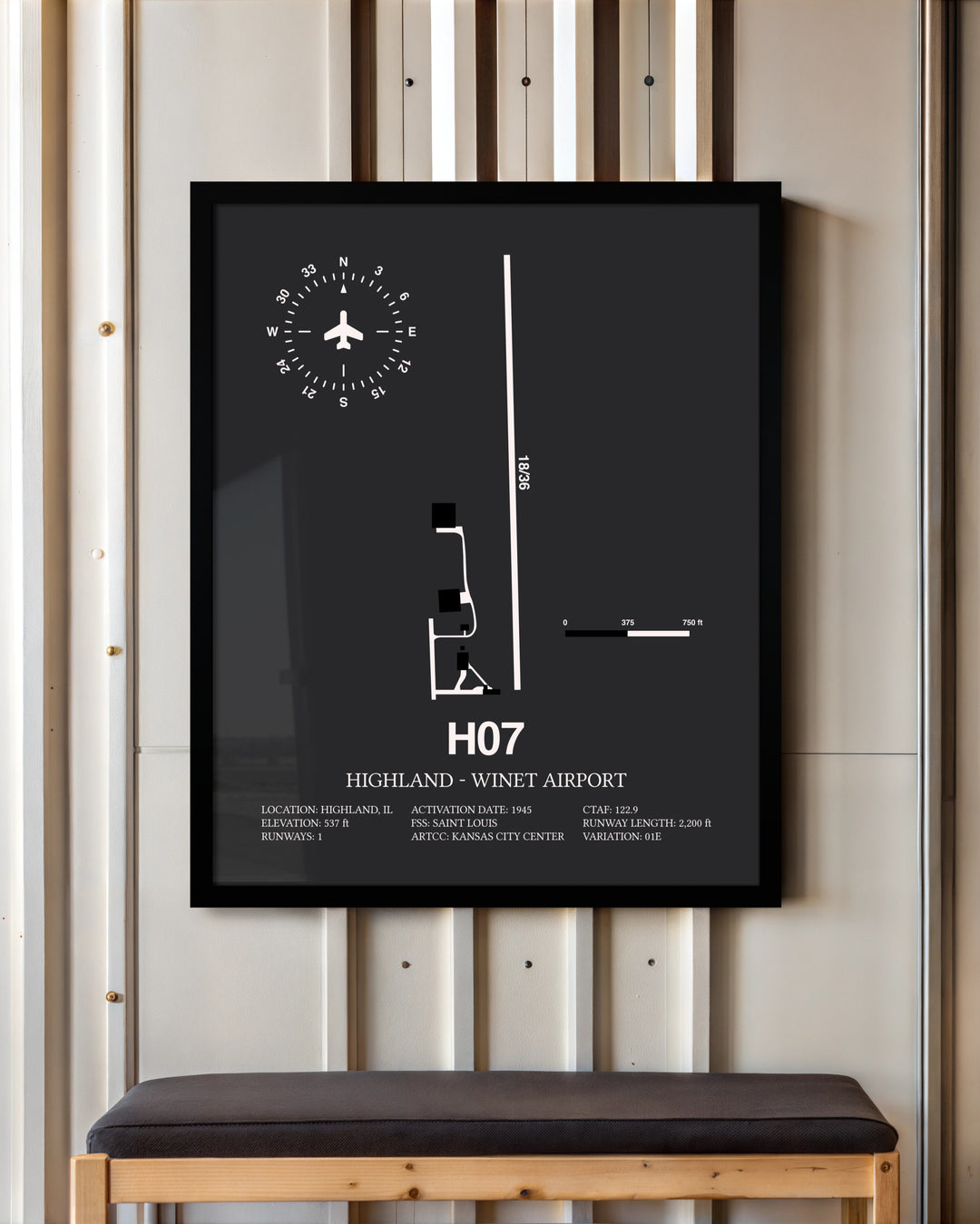 Frame color options for Highland-Winet Airport Wall Art