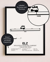Framed Wellsville Municipal Airport / Tarantine Field layout wall art poster
