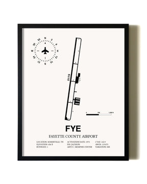 Framed Fayette County Airport wall art poster in black frame