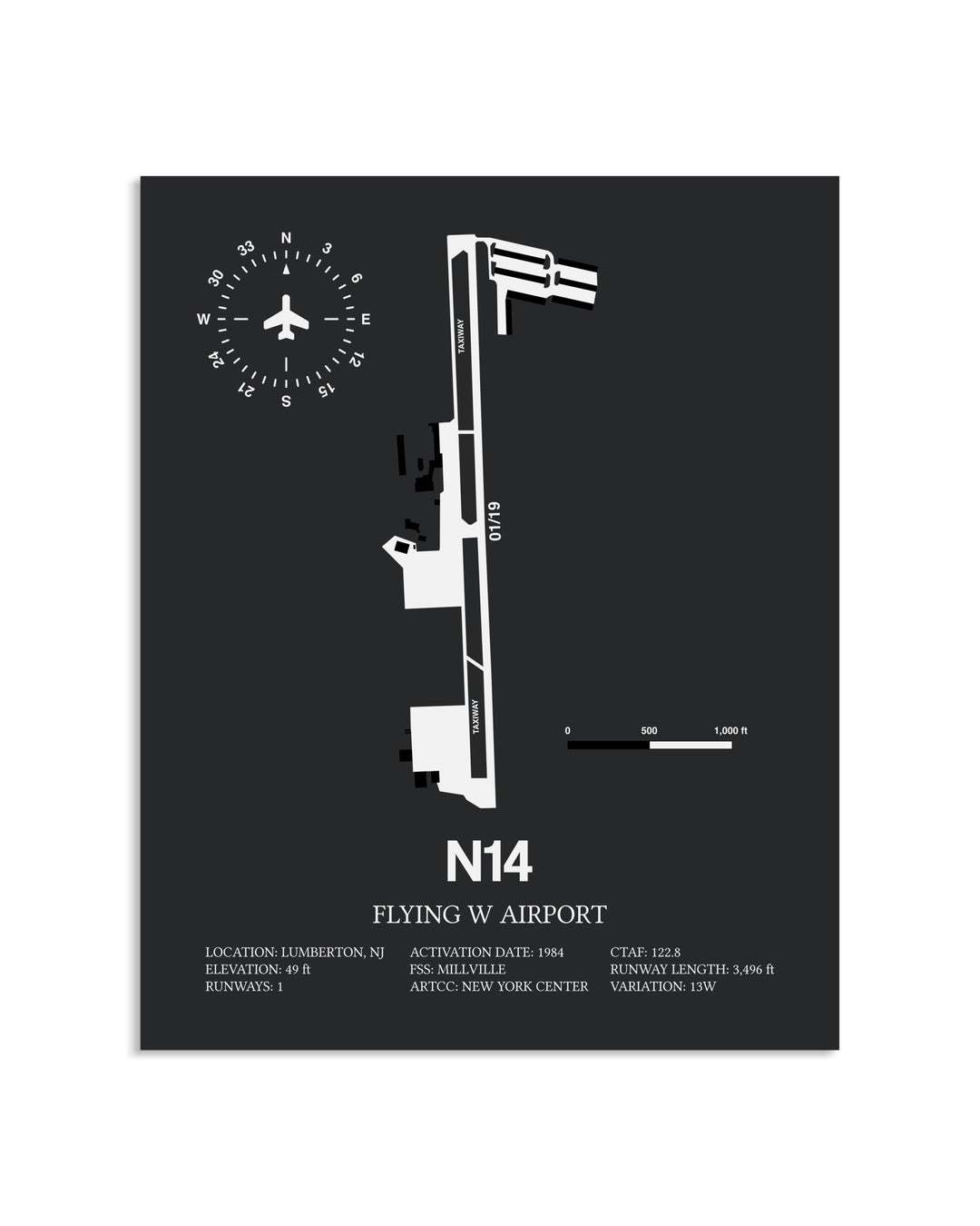 Gray Framed Flying W. Airport layout wall art poster