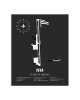 Gray Framed Flying W. Airport layout wall art poster