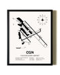 Framed Cologne Bonn Airport wall art poster in black frame