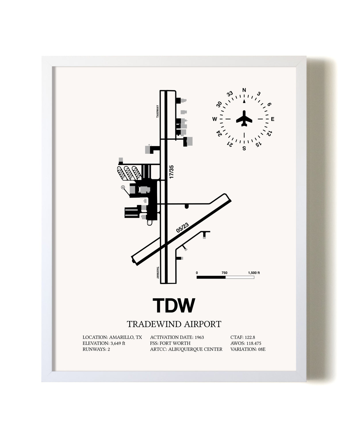 Tradewind Airport airport map poster in oak frame