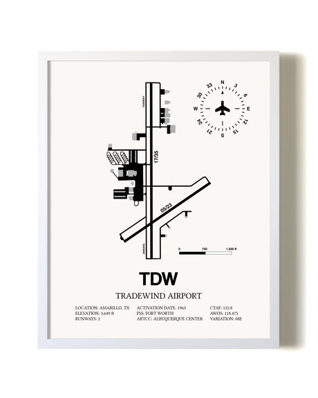 Tradewind Airport airport map poster in oak frame