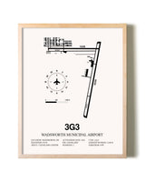 Wadsworth Municipal Airport framed wall art in white frame
