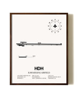 Kawaihapai Airfield aviation print in walnut frame