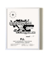 Fort Lauderdale / Hollywood International Airport airport map poster in oak frame