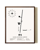 Madill Municipal Airport aviation print in walnut frame
