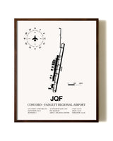 Concord-Padgett Regional Airport aviation print in walnut frame