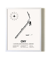 Canyonlands Regional Airport airport map poster in oak frame