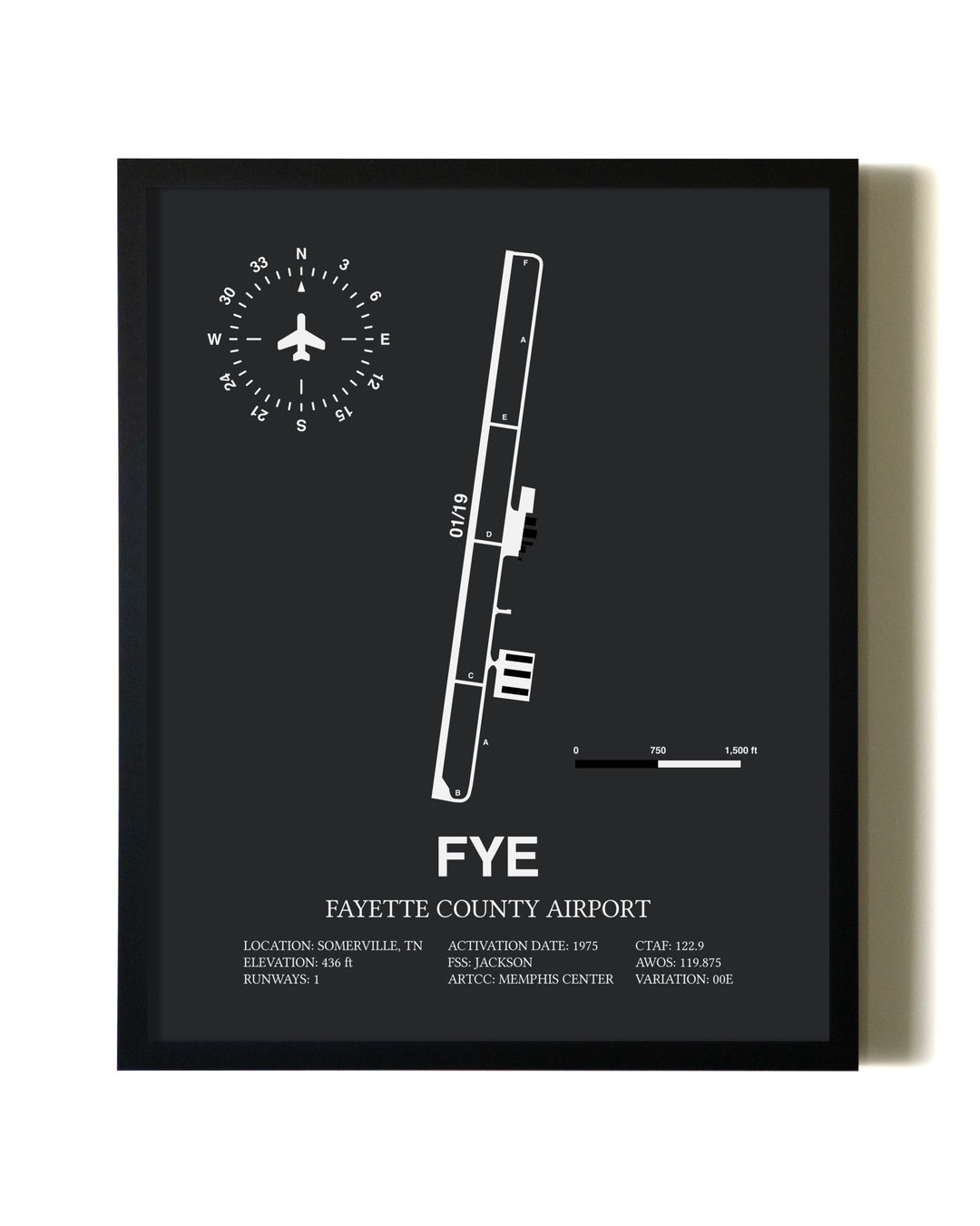 Unframed Fayette County Airport map print poster