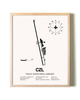 Tom B. David Field Airport framed wall art in white frame
