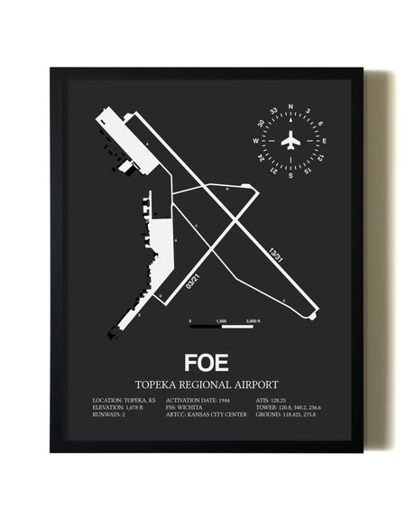 Unframed Topeka Regional Airport map print poster