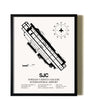 Framed San Jose Mineta International Airport wall art poster in black frame