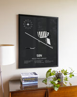 Gray Framed Reigle Field Airport wall art poster in black frame
