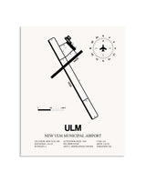 Gray New Ulm Municipal Airport framed poster displayed in an airplane hangar