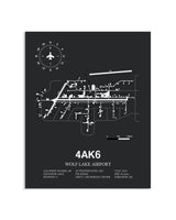 Gray Framed Wolf Lake Airport layout wall art poster