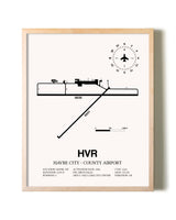 Havre City-County Airport framed wall art in white frame