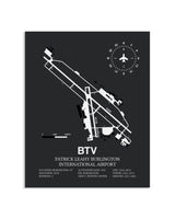 Gray Framed Patrick Leahy Burlington International Airport layout wall art poster