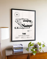 Miami Executive Airport aviation wall décor in black wood frame