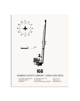 Gray Warren County Airport / John Lane Field framed poster displayed in an airplane hangar