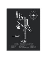Gray Framed Houma-Terrebonne Airport layout wall art poster