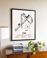 Tyler Pounds Regional Airport aviation wall décor in black wood frame