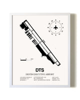 Destin Executive Airport airport map poster in oak frame