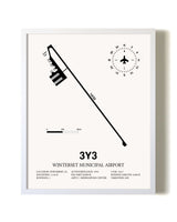 Winterset Municipal Airport airport map poster in oak frame