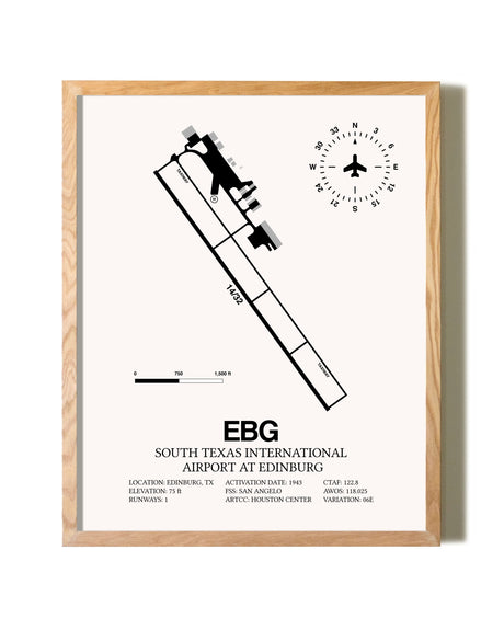 South Texas International Airport At Edinburg framed print in natural wood frame