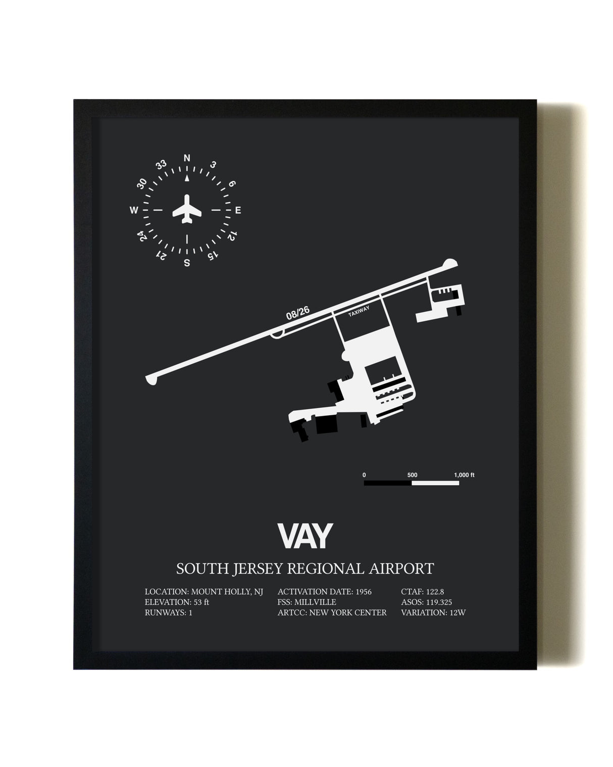 Unframed South Jersey Regional Airport map print poster