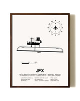 Walker County Airport / Bevill Field aviation print in walnut frame