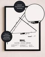 Framed Malone-Dufort Airport layout wall art poster